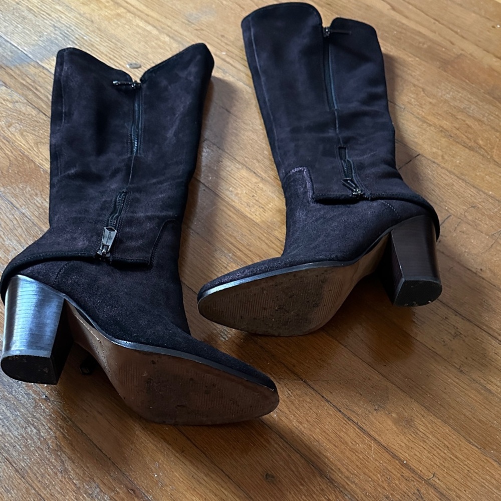 Donald J. Pliner Black Suede Heeled Boots
